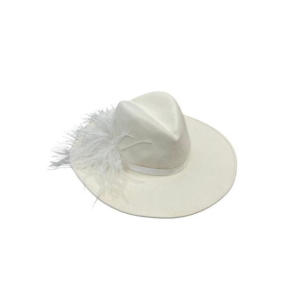 Gigi Burris Jeanne Ostrich Feather Fedora Hat Western Bridal Derby Old Money - Picture 4 of 9